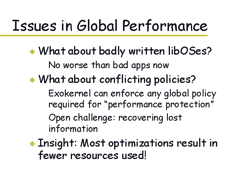 Issues in Global Performance