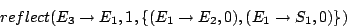 \begin{displaymath}reflect(E_3\to E_1, 1, \{(E_1\to E_2,0), (E_1\to S_1,0)\})\end{displaymath}