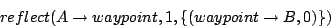 \begin{displaymath}reflect(A\rightarrow waypoint, 1, \{(waypoint\rightarrow B,0)\})\end{displaymath}