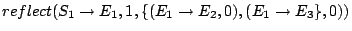 $reflect(S_1\to E_1, 1, \{(E_1\to E_2,0),(E_1\to E_3\},0))$